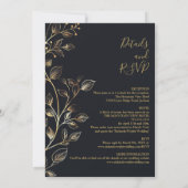 オールインワンエレガントゴールデン結婚フローラ 招待状 (裏面)