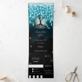 オールインワンエレガントティール（緑がかった色）アクアハート結婚リーフ 三つ折り招待状 (内部)