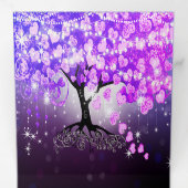 オールインワンエレガントパープルピンクハートリーフウェディング 三つ折り招待状 (内部最初)