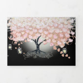 オールインワンエレガントピンクのハートリーフ結婚のトリフォル 三つ折り招待状 (カバー)