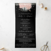 オールインワンエレガントピンクのハートリーフ結婚のトリフォル 三つ折り招待状 (内部)