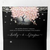 オールインワンエレガントピンクのハートリーフ結婚のトリフォル 三つ折り招待状 (内部最初)