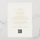 オールインワンエレガント金ゴールド書道クリー結婚ム 箔招待状 (裏面)