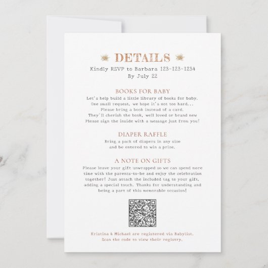 オールインワンエーデルワイスフラワーベビーシャワー招待状 招待状 (裏面)