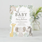 オールインワンオベビーサファリアニマルボーイズベビーシャワー 招待状 (スタンド正面)