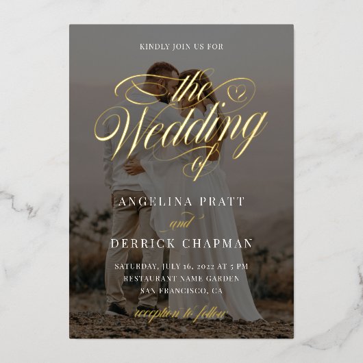 オールインワンカスタム書金ゴールド 箔招待状 (正面)