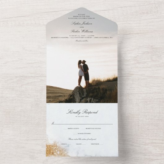 オールインワンクラシックルクセ大理石結婚式招待 オールインワン招待状 (内側)