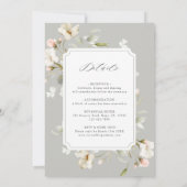 オールインワングレーのセージ白エレガントフローラ結婚 招待状 (裏面)