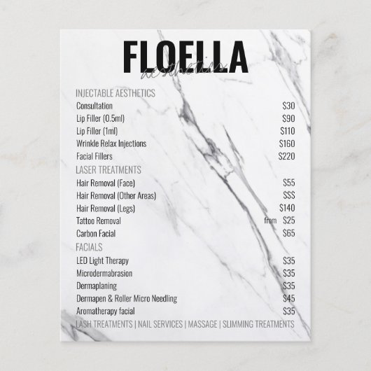 オールインワンサロンサービス価格表QR予約 チラシ (正面)