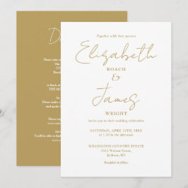 オールインワンシック金ゴールドミニマリストエレガントな結婚式 招待状
