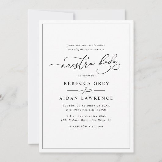 オールインワンシンプルクラシックヌエストラボダウェディング 招待状 (正面)