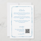 オールインワンシンプルハンド描画ブルーQR RSVP結婚's 招待状 (裏面)