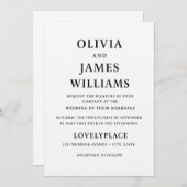 オールインワンシンプル型クラシックブラック&ホワイト結婚ズイン 招待状 (正面/裏面)