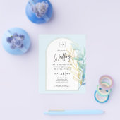 オールインワンシーガラスアクアグリーン葉金ゴールド結婚ズ チラシ (シングル)