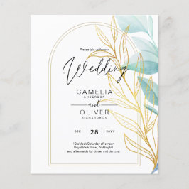 オールインワンシーガラスアクアグリーン葉金ゴールド結婚ズ チラシ