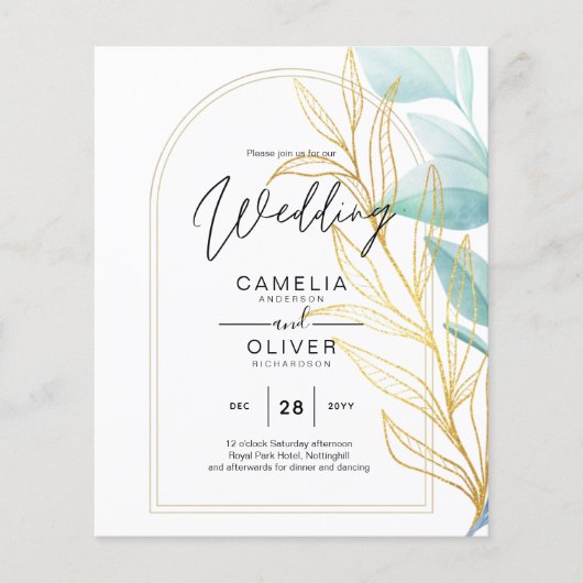 オールインワンシーガラスアクアグリーン葉金ゴールド結婚ズ チラシ (正面)