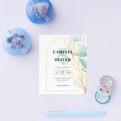 オールインワンシーガラスアクアグリーン葉金ゴールド結婚ズ チラシ (シングル)