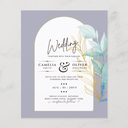 オールインワンシーガラスアクアグリーン葉金ゴールド結婚ズ チラシ (正面)