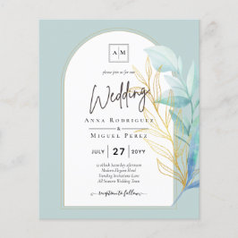 オールインワンシーガラスアクアグリーン葉金ゴールド結婚ズ チラシ