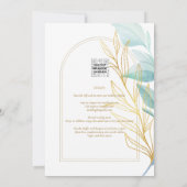 オールインワンシーガラスアクアグリーン葉金ゴールド結婚ズ 招待状 (裏面)