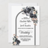 オールインワンスモーキーブラックフローラアー結婚チ 招待状 (正面)