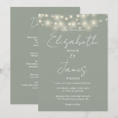 オールインワンセージ緑のシックな文字列のラ結婚イト 招待状 (正面/裏面)