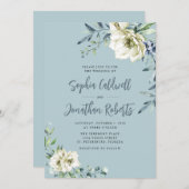 オールインワンダスティブルーユーカリ結婚フローラ 招待状 (正面/裏面)
