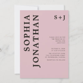 オールインワンダスティーバラはっきりしたオニックスタイポグラフィ結婚 招待状