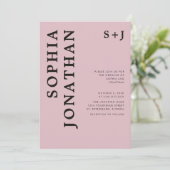 オールインワンダスティーバラはっきりしたオニックスタイポグラフィ結婚 招待状 (スタンド正面)