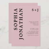 オールインワンダスティーバラはっきりしたオニックスタイポグラフィ結婚 招待状 (正面/裏面)