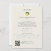 オールインワンチャオベビーレモンバタフライベビーシャワー 招待状 (裏面)