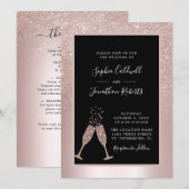 オールインワンチャンピエーントーストブラッシュグリッターウェディング 招待状 (正面/裏面)