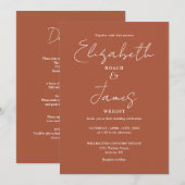 オールインワンテラコッタミニマリストエレガントな結婚式 招待状 (正面/裏面)