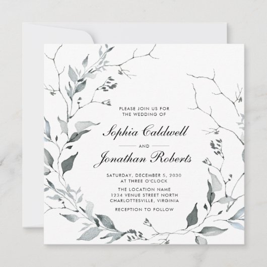 オールインワンデリケート冬リーススクエア結婚I 招待状 (正面)