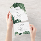オールインワントロピカルモンステラ結婚式招待状 オールインワン招待状 (貼ってはがせる)