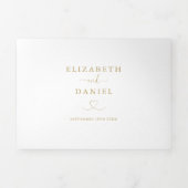 オールインワンハートスクリプト結婚金ゴールド 三つ折り招待状 (カバー)