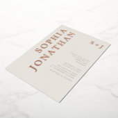 オールインワンバラはっきりした金ゴールド結婚タイポグラフィ 箔招待状 (回転した状態)