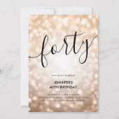 オールインワンバラ金ゴールドグリッターライト40誕生日 招待状 (正面)