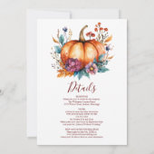 オールインワンバーガンディ秋ラブカボチャ結婚の 招待状 (裏面)