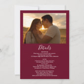 オールインワンバーガンディ緑のライトフォト結婚ズ 招待状 (裏面)