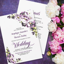 オールインワンパープルフローラ結婚ズ 招待状