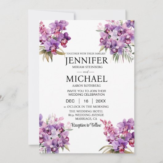 オールインワンパープルラン結婚式招待状 招待状 (正面)