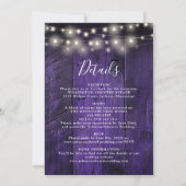 オールインワンパープル納屋の木の文字列のラ結婚イト 招待状 (裏面)
