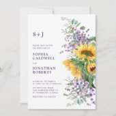 オールインワンヒマワリとラベンダー結婚ズ 招待状 (正面)