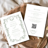 オールインワンビクトリアンセージグリーンQRコー結婚ド 招待状