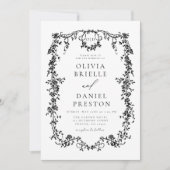 オールインワンビクトリアンバフランスのックQRコー結婚ド 招待状 (正面)