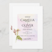 オールインワンピンクのカラリィアートウェディング招待 招待状 (正面/裏面)