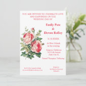 オールインワンピンクのローズグリーンエレガントフローラ結婚グリーン 招待状 (スタンド正面)