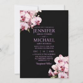 オールインワンピンクオーキズブラック結婚式招待状 招待状