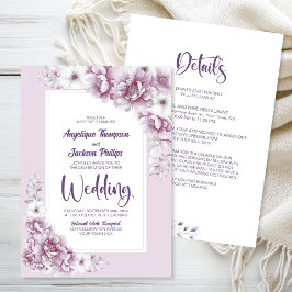 オールインワンピンクフラワーウェディング 招待状